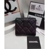 C-C Caviar Quilted Compact Flap Wallet Black