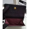 C-C Caviar Quilted Compact Flap Wallet Black