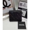 C-C Caviar Quilted Compact Flap Wallet Black