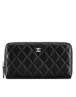 C-C Matrasse Around Zipper Long Wallet Black