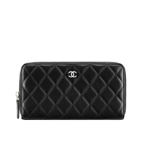 C-C Matrasse Around Zipper Long Wallet Black