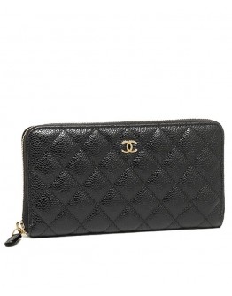 C-C Matrasse Around Zipper Long Wallet Black