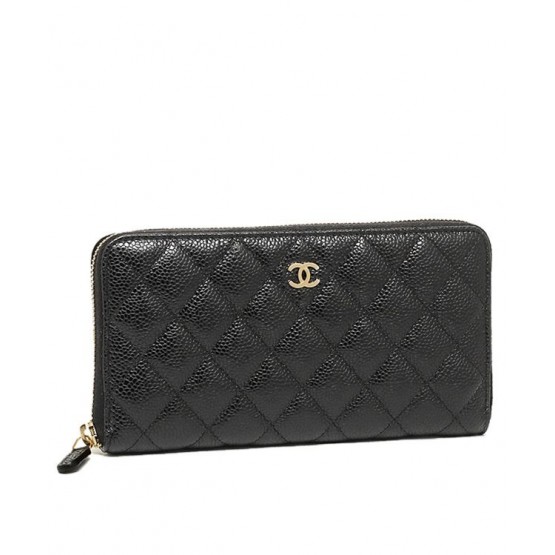 C-C Matrasse Around Zipper Long Wallet Black