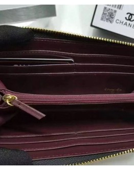 C-C Matrasse Around Zipper Long Wallet Black