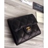 C-C Lambskin Compact Flap Wallet Black