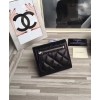 C-C Lambskin Compact Flap Wallet Black