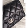C-C Lambskin Quilted Large Flap Wallet Black