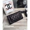 C-C Lambskin Quilted Large Flap Wallet Black