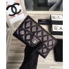 C-C Lambskin Quilted Large Flap Wallet Black