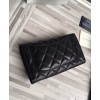 C-C Lambskin Quilted Large Flap Wallet Black