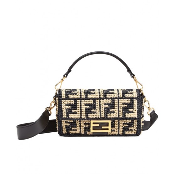 Fendi Raffia Baguette FF Bag 8BR600