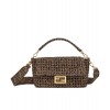Fendi Baguette Jacquard Fabric Interlace Bag 8BR600 Coffee