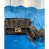 Fendi Baguette Jacquard Fabric Interlace Bag 8BR600 Coffee
