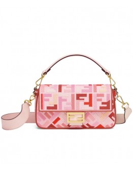 Fendi Beige Baguette  FF Canvas Bag