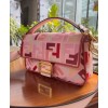 Fendi Beige Baguette  FF Canvas Bag