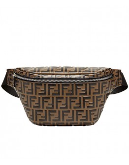 Fendi Shearling Logo Belt Bag 7VA434 Coffee