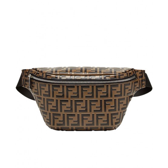 Fendi Shearling Logo Belt Bag 7VA434 Coffee