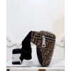 Fendi Shearling Logo Belt Bag 7VA434 Coffee