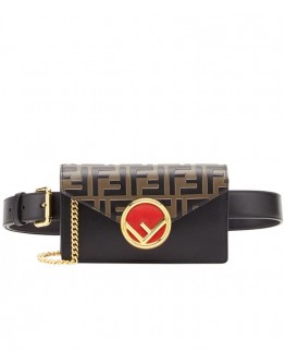 Fendi Multicolour leather belt bag 8BM005 Black