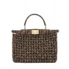 Fendi Peekaboo Iconic Mini Fabric Interlace Bag Coffee
