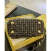 Fendi Peekaboo Iconic Mini Fabric Interlace Bag Coffee