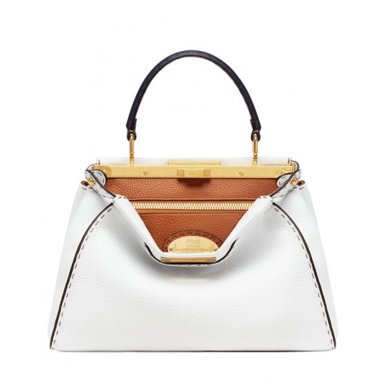 Fendi Peekaboo Iconic Medium Leather Bag White