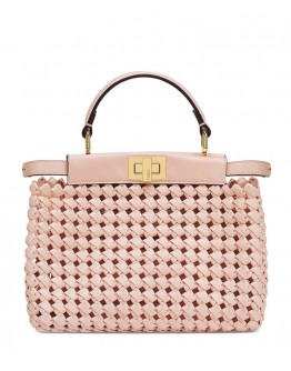 Fendi Peekaboo Iconic Mini Leather Interlace Bag 8BN244