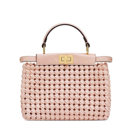Fendi Peekaboo Iconic Mini Leather Interlace Bag 8BN244