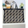 Fendi Peekaboo X-Tote FF Raffia Bag 8BH374 Black