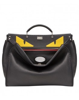 Fendi Peekaboo In Black Roman Leather 7VA388 Black