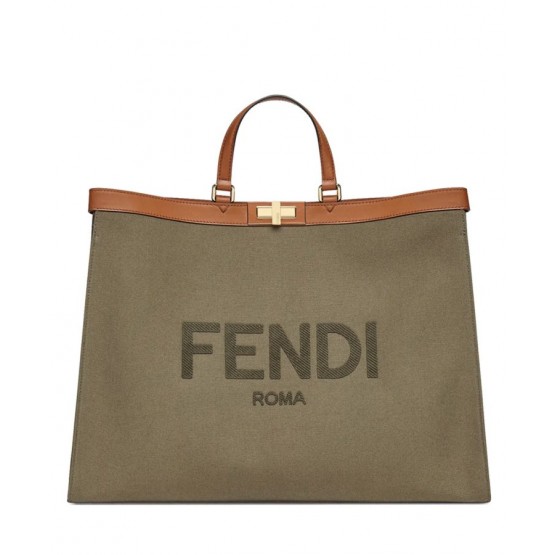 Fendi Peekaboo X-tote Canvas bag 8BH374 Khaki