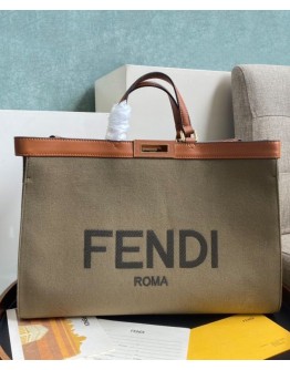 Fendi Peekaboo X-tote Canvas bag 8BH374 Khaki