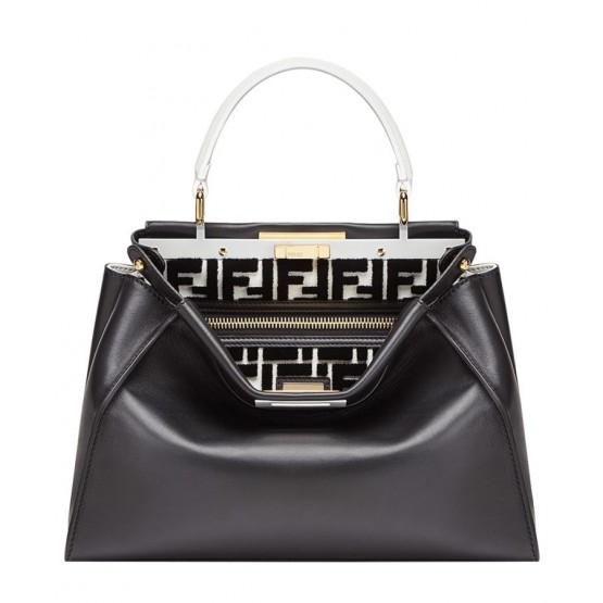 Fendi Peekaboo Regular Multicolour leather bag 8BN290 Black