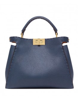 Fendi Peekaboo Iconic Essentially Leather Bag Dark Blue