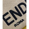 Fendi Medium Embroidered Straw Tote Bag Apricot