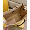 Fendi Medium Embroidered Straw Tote Bag Apricot