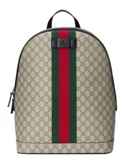 Gucci GG Supreme backpack with Web 443805 Coffee