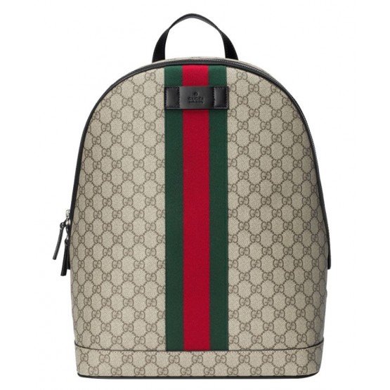 Gucci GG Supreme backpack with Web 443805 Coffee