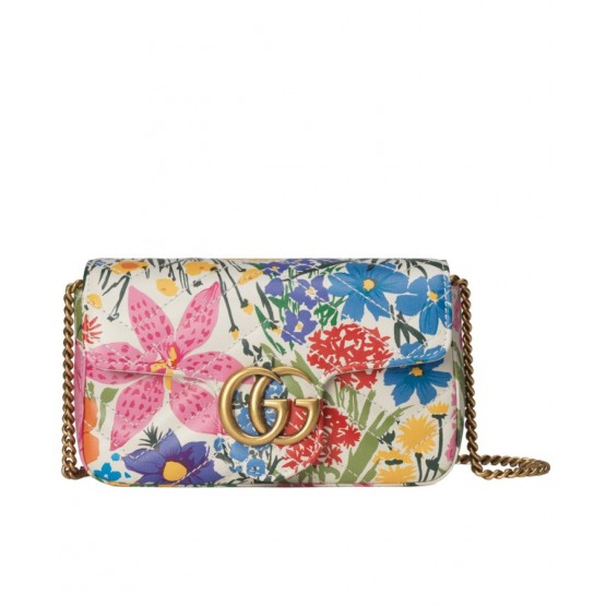 Gucci Online Exclusive Ken Scott Print GG Marmont Super Mini Bag 476433 Pink