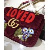 Gucci GG Marmont embroidered velvet bag 443496 Mauve