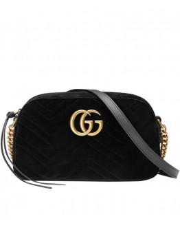 Gucci GG Marmont velvet small shoulder bag 447632 Black