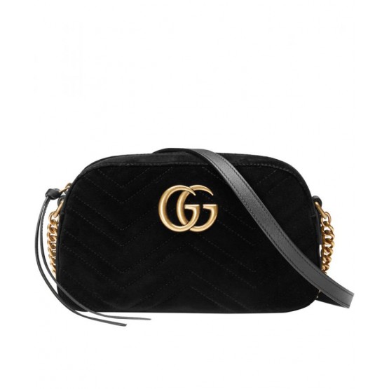 Gucci GG Marmont velvet small shoulder bag 447632 Black