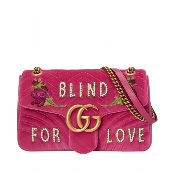 Gucci GG Marmont embroidered medium bag 443496 Peachblow