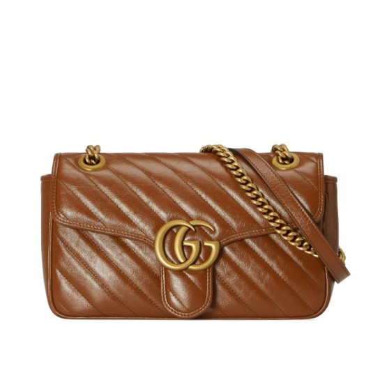Gucci GG Marmont 26cm Small Matelasse Shoulder Bag 443497 Coffee
