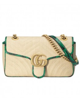 Gucci Online Exclusive GG Marmont raffia small shoulder bag 443497