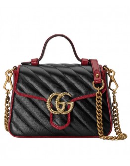 Gucci GG Marmont mini top handle bag 583571 Black
