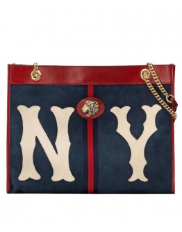 Gucci Rajah large tote with NY Yankees patch Dark Blue