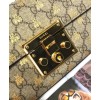 Gucci Padlock Small GG Bees Shoulder Bag 409487 Coffee