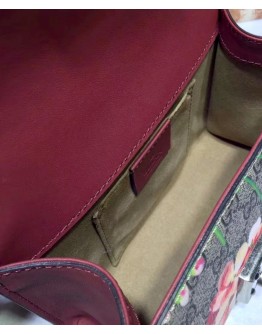 Gucci GG Coated Canvas Supreme Blooms Small Padlock Shoulder Bag 409487 Red