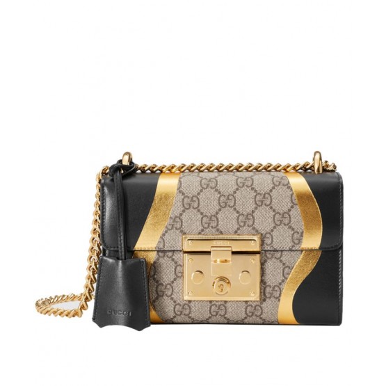 Gucci Padlock GG Supreme and leather shoulder bag 432182 Coffee
